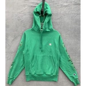 Champion Womens Hoodie Size X-Small Green Reverse Weave Embroidered Spell Out